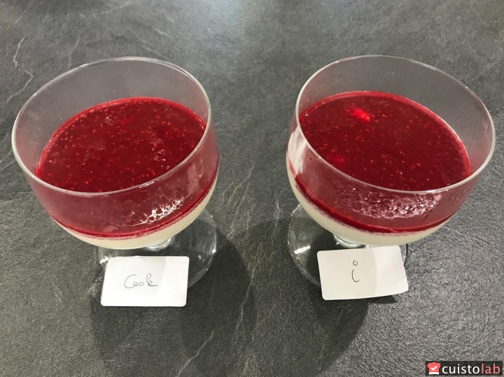 Voici le comparatif visuel des deux panna cotta au coulis de fruits rouges