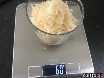 60 grammes de fromage râpé
