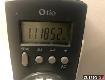 Le compteur de kWh à la fin de la cuisson