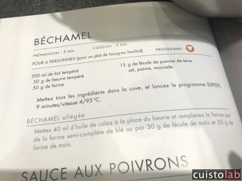 La recette de béchamel dans le livre du Cook Expert