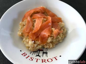 Risotto poireau saumon fumé