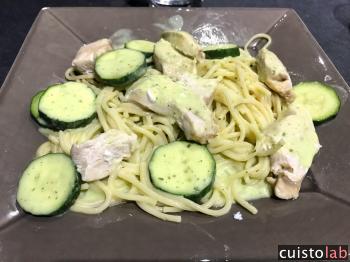 Poulet, courgettes