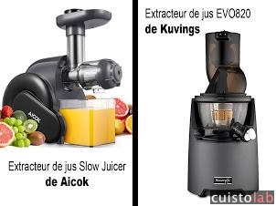 Extracteur de jus : Kuvings EVO820 contre Aicok Slow Juicer