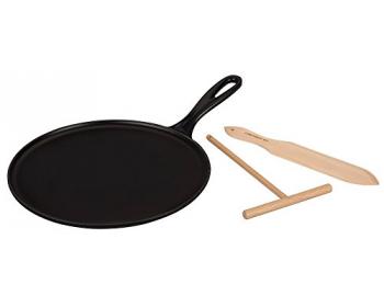 Le Creuset Crêpière bretonne en fonte émaillée avec râteau, 27 cm