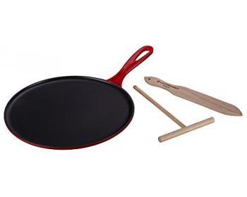 Le Creuset Crêpière bretonne en fonte émaillée avec râteau, 27 cm