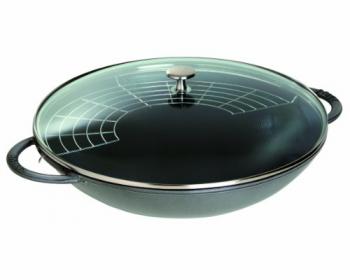 Wok 1313918 Gris Graphite avec couvercle en verre 37 cm