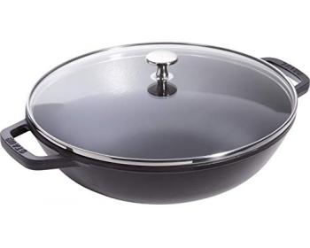 Wok 1313918 Gris Graphite avec couvercle en verre 37 cm