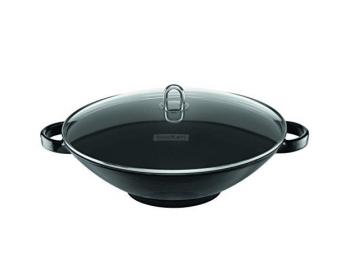 Wok en fonte Chambord K11665-01E avec couvercle en verre de Bodum