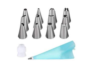 Poche à douilles à pâtisserie Inox et silicone, 14 pièces