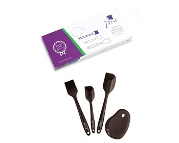 Set de 4 spatules de cuisine en silicone noir, sans BPA