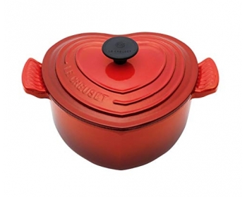 Cocotte cœur en fonte émaillée, 20cm, cerise