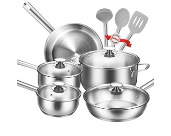 Batterie de cuisine 12 pièces - poêles, casseroles et accessoires