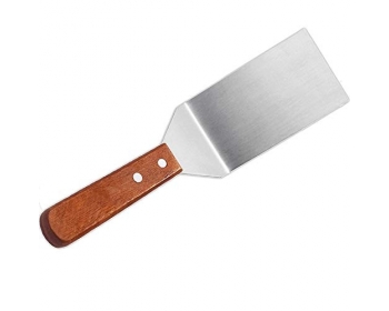 spatule en acier inoxydable avec outil de cuisson pour cuisine en bois Grattoir à griller tourne-gril 