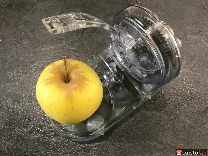 La pomme est maintenue par des piques