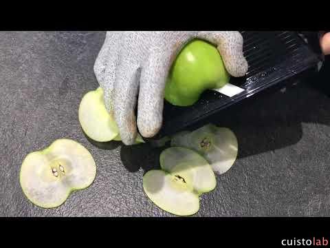 Préparation des rondelles de pomme