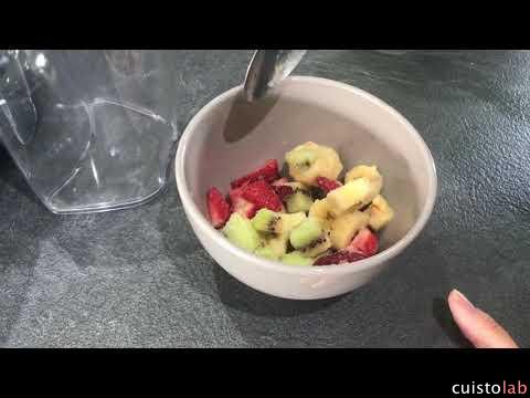 Sorbet fraise banane avec l'extracteur de jus Kuvings