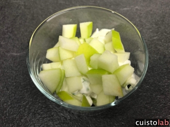 Chantilly à la ciboulette + pomme