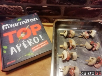 Les brochettes préparées suivant la recette du livre