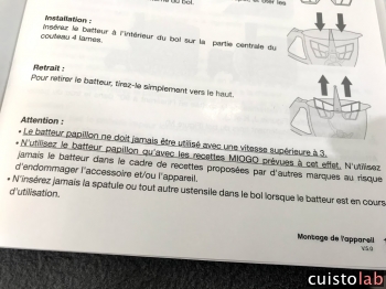 Sur la notice, la vitesse recommandée avec le fouet