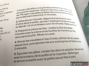 Les explications d'une recette de cuisine