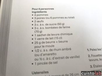 Les ingrédients pour un plat sucré